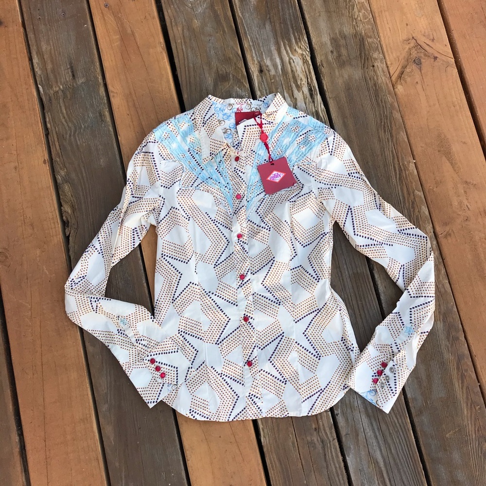 NWT Oilily Women’s Western Star Print Button Up